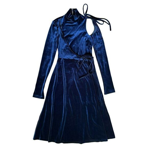 Versace Jeans Couture Navy Long Sleeve Faux Wrap Dress, US0 - Picture 1 of 10